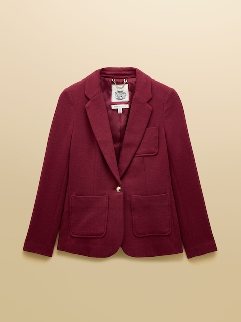 joules Albury Burgundy Red Cotton Rich Blazer