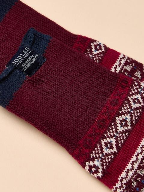 Joules Alby Berry Red Fair Isle Socks