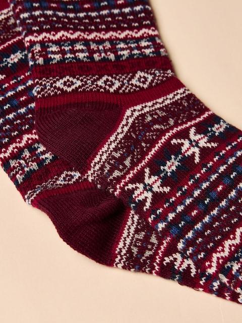 joules Alby Berry Red Fair Isle Socks