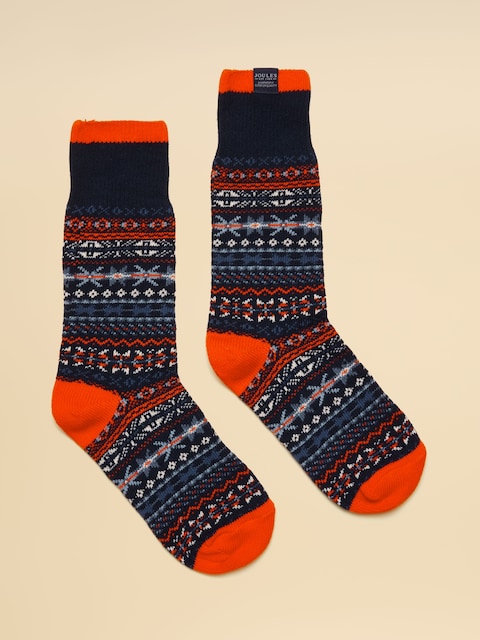 Joules Alby Blue & Orange Fair Isle Socks