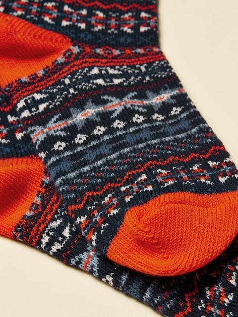 joules Alby Blue & Orange Fair Isle Socks