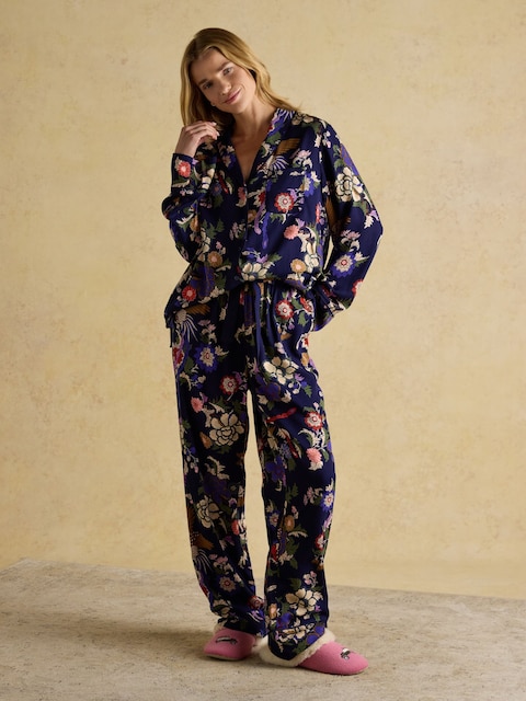Joules Alma Navy Hidcote Floral Woven Pyjama Set