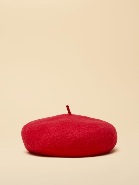 Joules Amelie Red Adjustable Wool Beret Hat