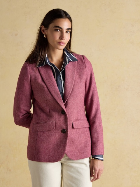 Joules Aspley Pink Wool RichTweed Blazer