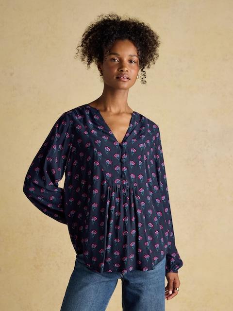 Joules Ava Navy Popover Blouse
