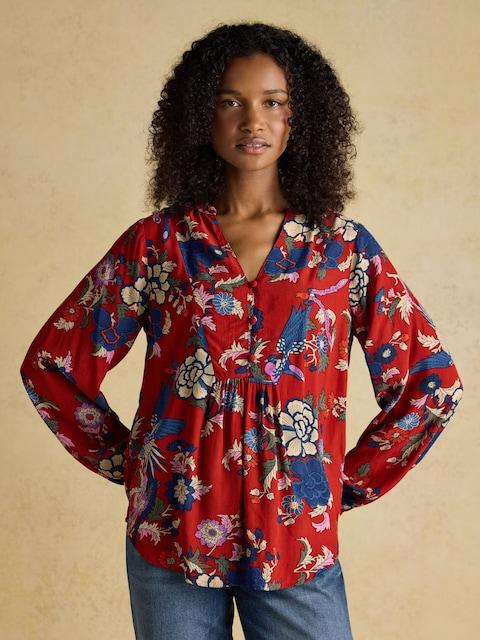 Joules Ava Red Popover Blouse