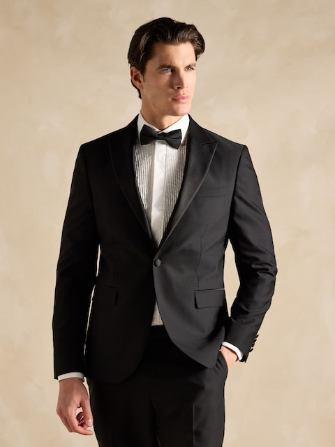 Joules Black Slim Fit Tuxedo Suit Jacket