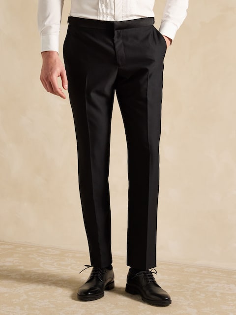 Joules Black Slim Fit Tuxedo Suit Trousers