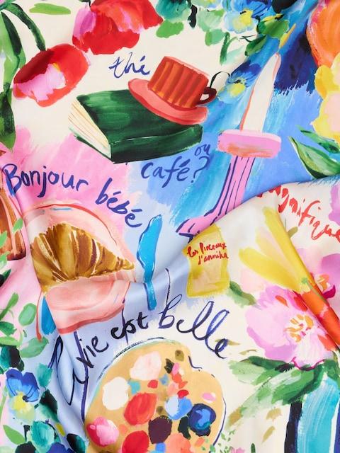 joules Bloomfield Blue Square 100% Silk Scarf