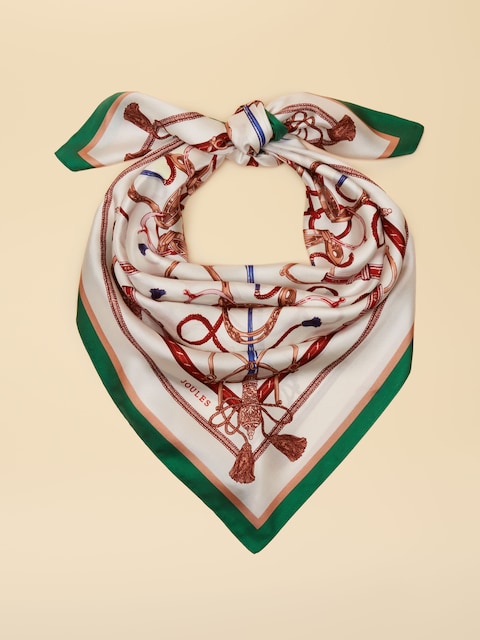 Joules Bloomfield Cream Square 100% Silk Scarf