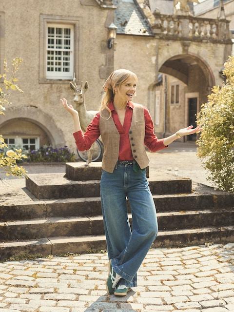 Joules Blue High Rise Wide Leg Jeans