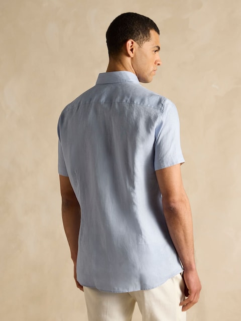 Joules Blue Short Sleeve 100% Linen Shirt