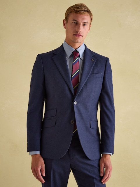 Joules Blue Slim Fit Flannel Suit Jacket