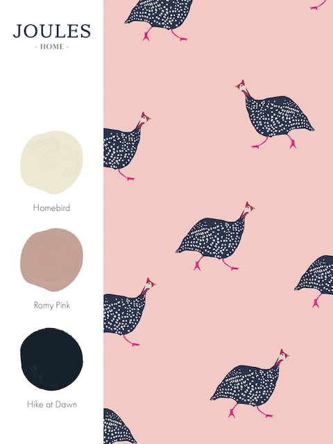 joules Blush Pink Guinea Fowl 10M Wallpaper