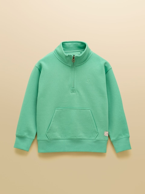 Joules Boys' Alfie Green Quarter Zip Sweatshirt