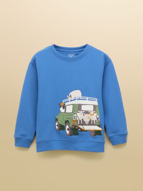 Joules Boys' Artwork Blue Applique Sweatshirt