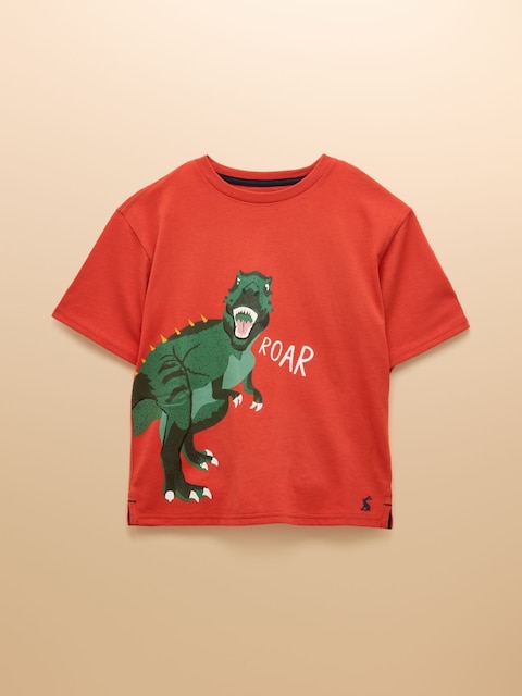 Joules Boys' Ben Orange Dino Short Sleeve T-Shirt