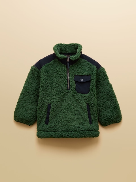 Joules Boys' Billy Green Quarter Zip Fleece