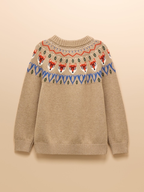 Joules Boys' Fairisle Jonty Oatmeal Knit Jumper