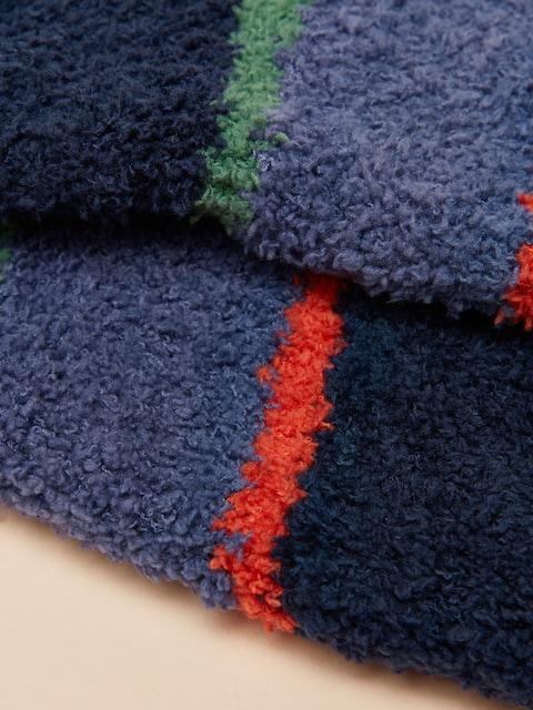 joules Boys' Fluffy Blue Stripe Socks