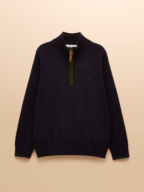 Joules Boys' Hillside Navy Knit Quarter Zip