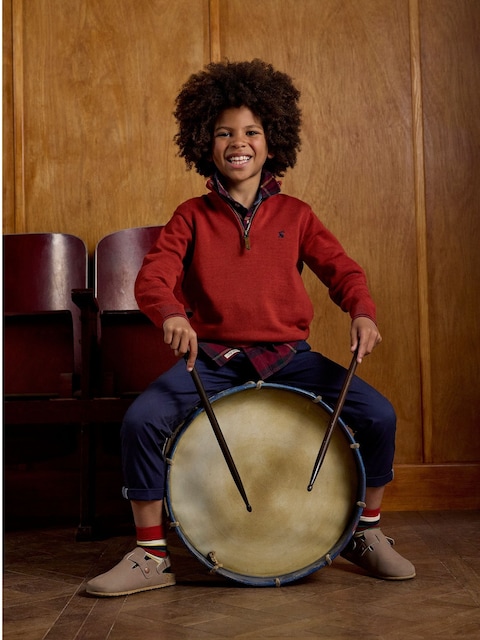 Joules Boys' Hillside Orange Knit Quarter Zip