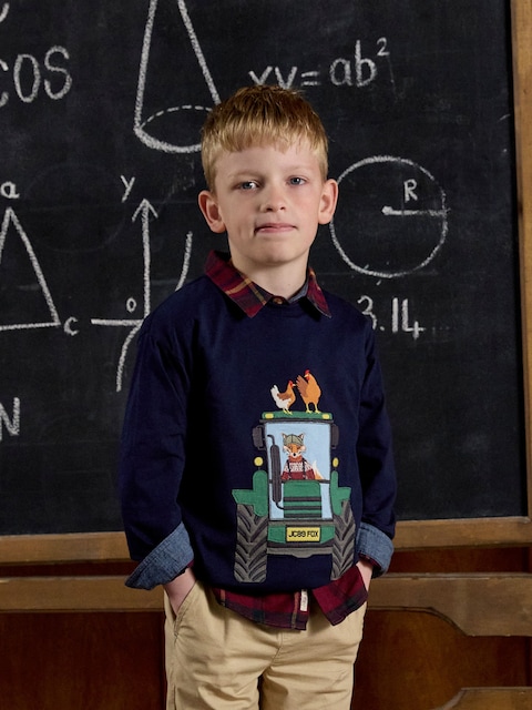 Joules Boys' Jack Navy Applique Long Sleeve Top