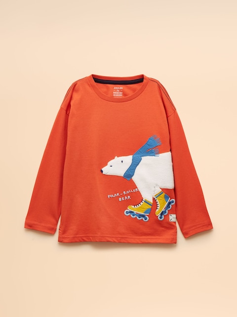 Joules Boys' Jack Orange Applique Long Sleeve Top