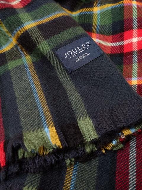 joules Bracewell Red / Navy Tartan Check Large Scarf