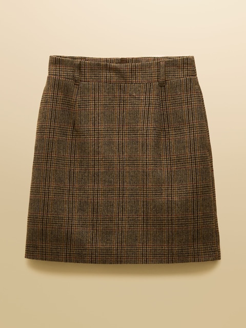 joules Bramble Brown Check Tweed Skirt