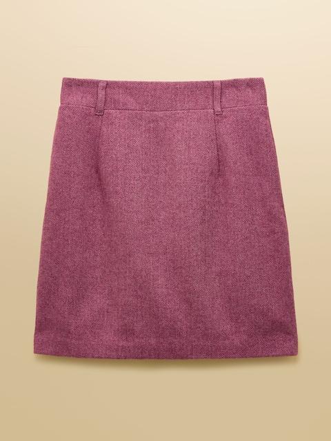 joules Bramble Pink Herringbone Tweed Skirt