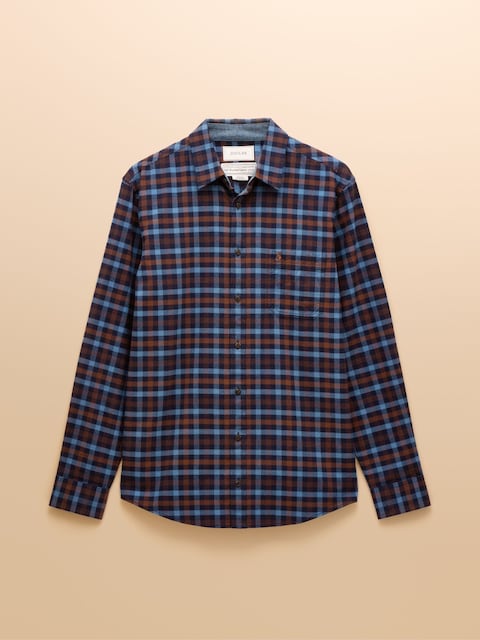 joules Brushed Flannel Brown/Navy Cotton Shirt