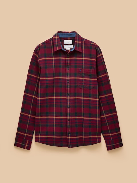 joules Brushed Flannel Burgundy Red Cotton Shirt