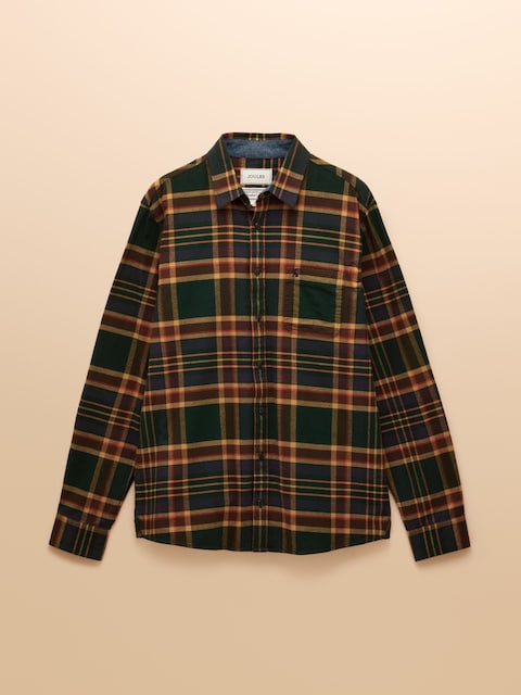joules Brushed Flannel Green Cotton Shirt