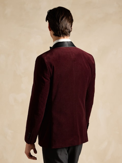 Joules Burgundy Red Slim Fit Velvet Blazer