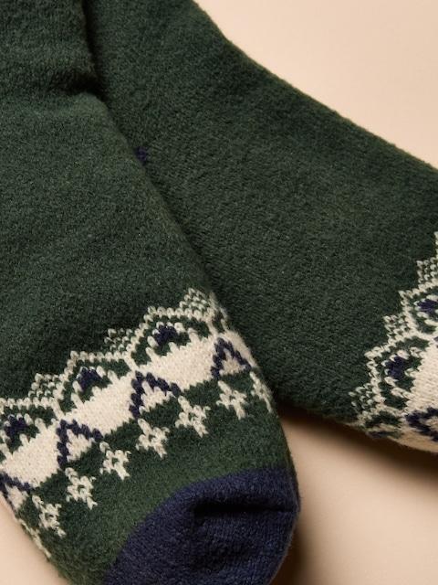 joules Chalet Green Cosy Lined Sock