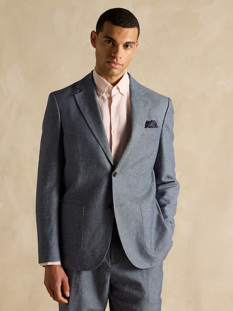 Joules Chambray Blue Slim Fit Suit Jacket
