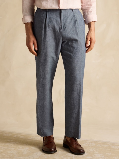 Joules Chambray Blue Slim Fit Suit Trousers