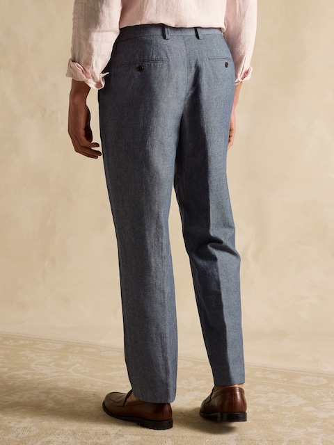 Joules Chambray Blue Slim Fit Suit Trousers