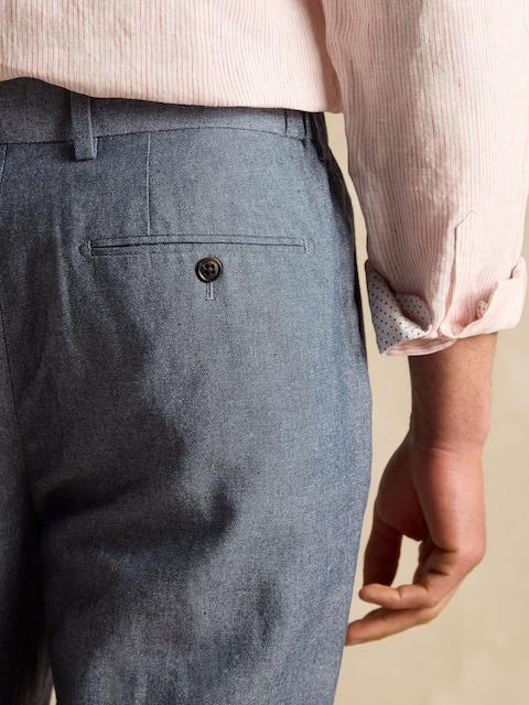 joules Chambray Blue Slim Fit Suit Trousers