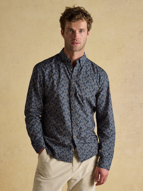 Joules Classic Fit Navy Cotton Printed Shirt