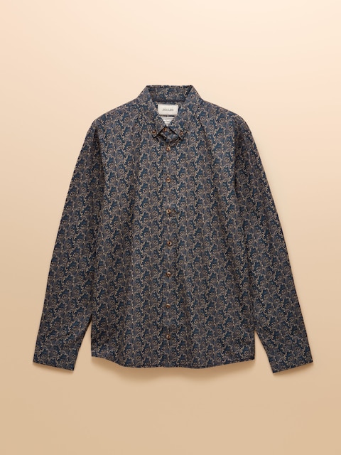 joules Classic Fit Navy Cotton Printed Shirt