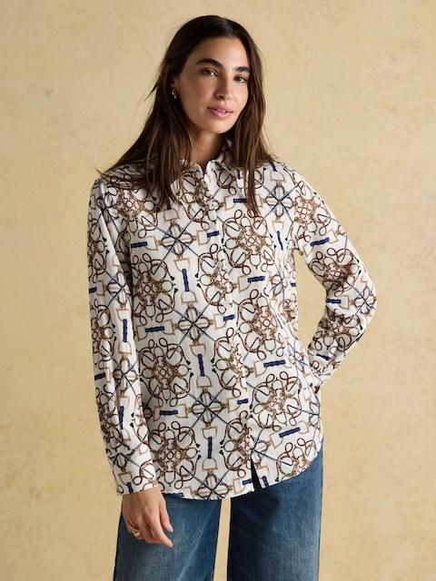 Joules Claudia Cream Bridle Print Boyfriend Shirt