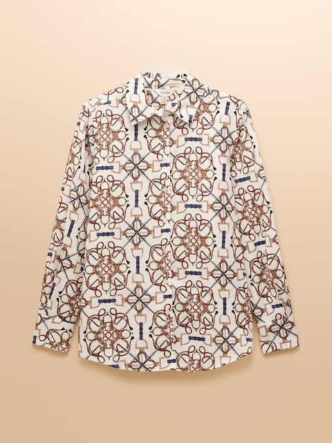joules Claudia Cream Bridle Print Boyfriend Shirt