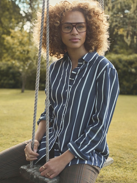 Joules Claudia Navy Cream Stripe Boyfriend Shirt
