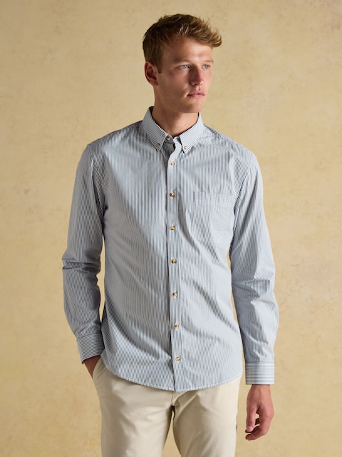 Joules Cotton Poplin Navy Long Sleeve Stripe Shirt