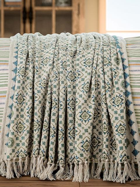 Joules Cream Country Tiles Throw