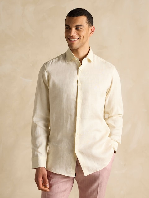 Joules Cream Long Sleeve 100% Linen Shirt