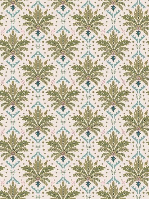 Joules Cream/Multi Palm Geo Print 10M Wallpaper
