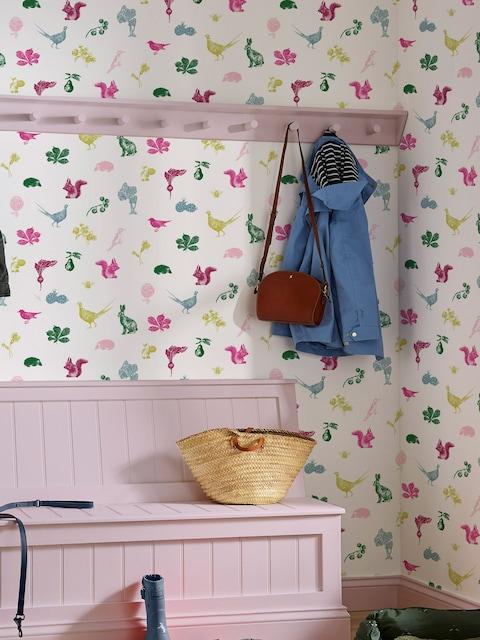 Joules Creme Multi Etched Woodland 10M Wallpaper